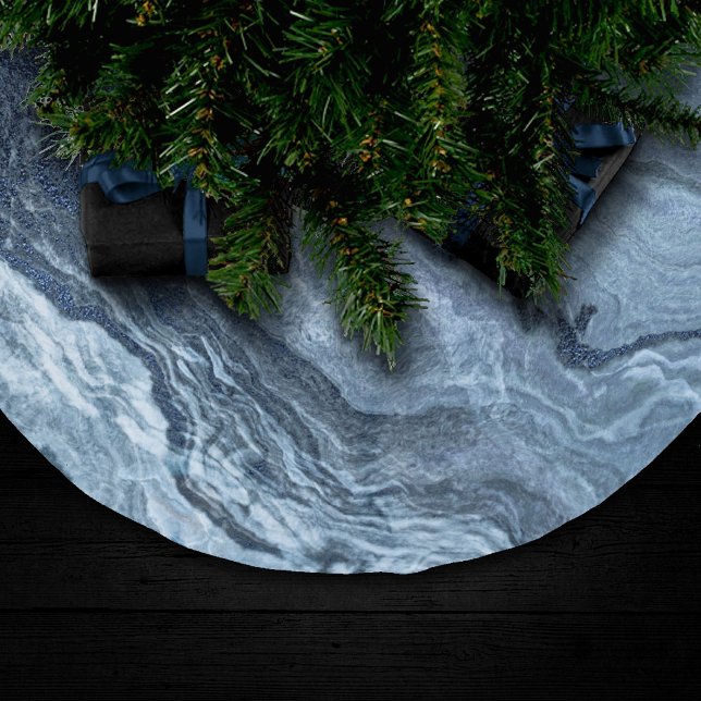 Crystallised Blue Agate | Dusty Slate Marbled Ston Brushed Polyester Tree Skirt (Creator Uploaded)