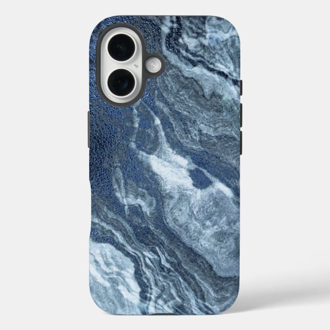 Crystallised Blue Agate | Dusty Slate Marbled Ston Case-Mate iPhone Case (Back)