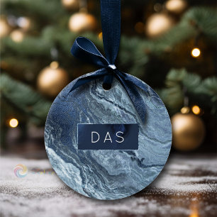 Crystallised Blue Agate Dusty Slate Marbled Ston Ceramic Ornament