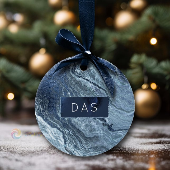 Crystallised Blue Agate | Dusty Slate Marbled Ston Ceramic Ornament (Creator Uploaded)