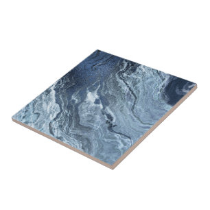 Crystallised Blue Agate   Dusty Slate Marbled Ston Ceramic Tile