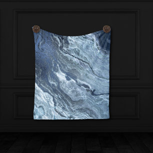 Crystallised Blue Agate Dusty Slate Marbled Ston Fleece Blanket