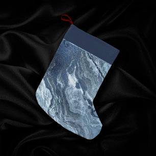 Crystallised Blue Agate   Dusty Slate Marbled Ston Small Christmas Stocking