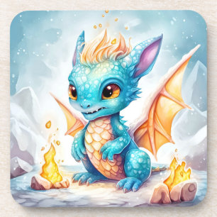 Crystallised Cute Baby Blue Dragon-68799 Coaster