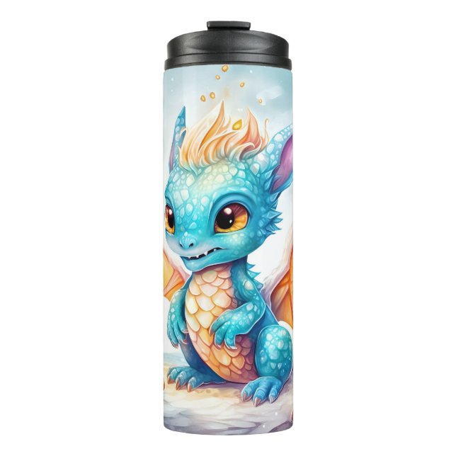 Crystallised Cute Baby Blue Dragon-68799 Thermal Tumbler (Front)