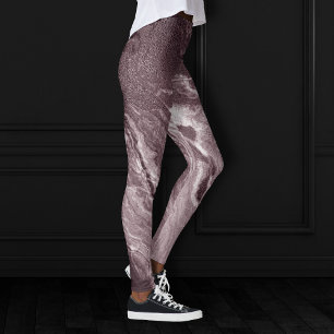 Crystallised Mauve Agate Dusty Rose Pink Marble Leggings
