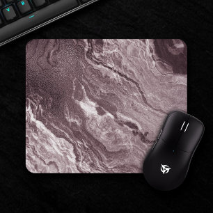 Crystallised Mauve Agate Dusty Rose Pink Marble Mouse Pad