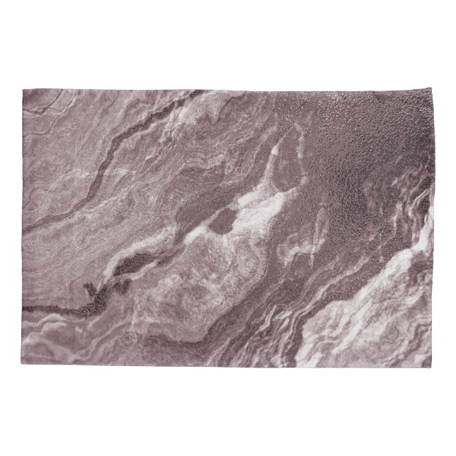 Crystallised Mauve Agate | Dusty Rose Pink Marble Pillowcase (Back)