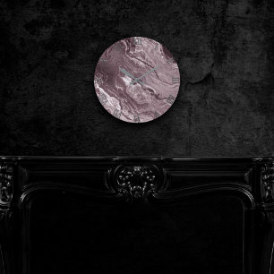 Crystallised Mauve Agate   Dusty Rose Pink Marble Round Clock