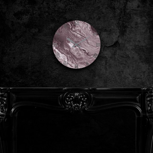 Crystallised Mauve Agate | Dusty Rose Pink Marble Round Clock (Creator Uploaded)