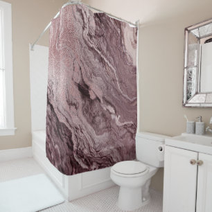 Crystallised Mauve Agate   Dusty Rose Pink Marble Shower Curtain