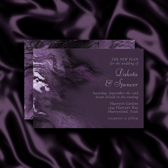 Crystallised Purple Agate | Marbled Change of Date Invitation (Creator Uploaded)