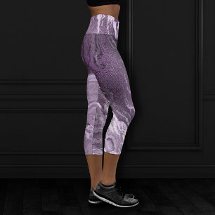 Crystallised Purple Agate Moody Marbled Stone Capri Leggings