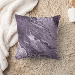 Crystallised Purple Agate   Moody Marbled Stone Cushion
