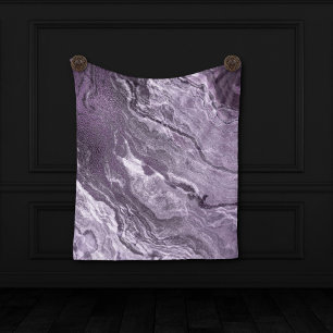 Crystallised Purple Agate   Moody Marbled Stone Fleece Blanket