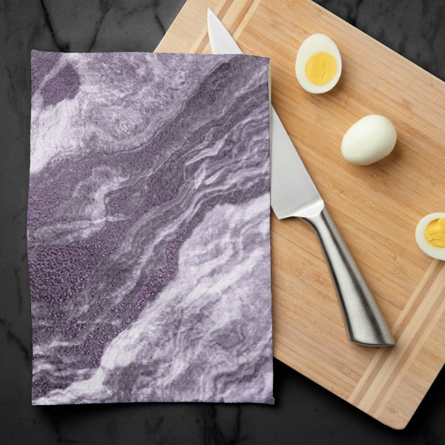Crystallised Purple Agate | Moody Marbled Stone Tea Towel (Creator Uploaded)