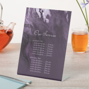 Crystallised Purple Agate   Plum Service Price Lis Pedestal Sign
