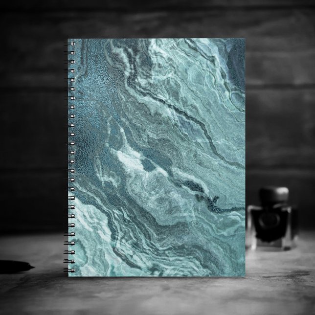 Crystallised Teal Agate | Dark Aqua Marbled Stone Notebook (Creator Uploaded)