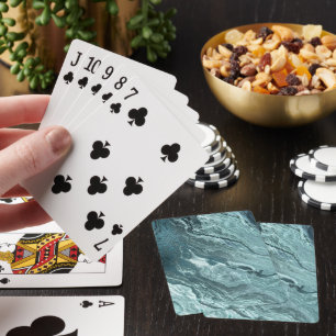 Crystallised Teal Agate Dark Aqua Marbled Stone Playing Cards