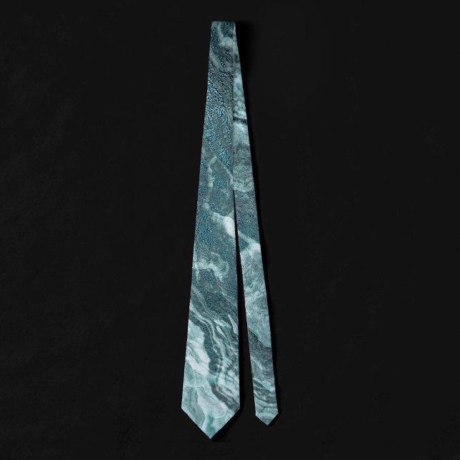 Crystallised Teal Agate | Dark Aqua Marbled Stone Tie (Creator Uploaded)