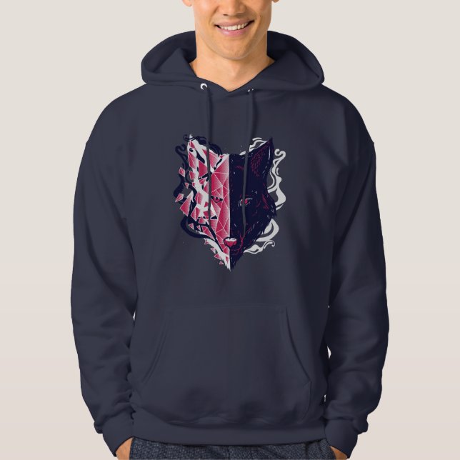 Crystallized Wolf Smoked Head Hoodie (Front)