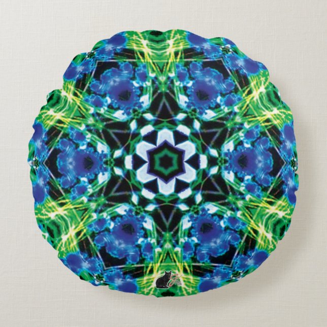 Crystalmarine Kaleidoscope  Round Cushion (Front)