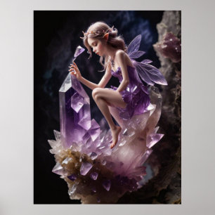 Crystals Amethyst Fairy Wall Art Poster