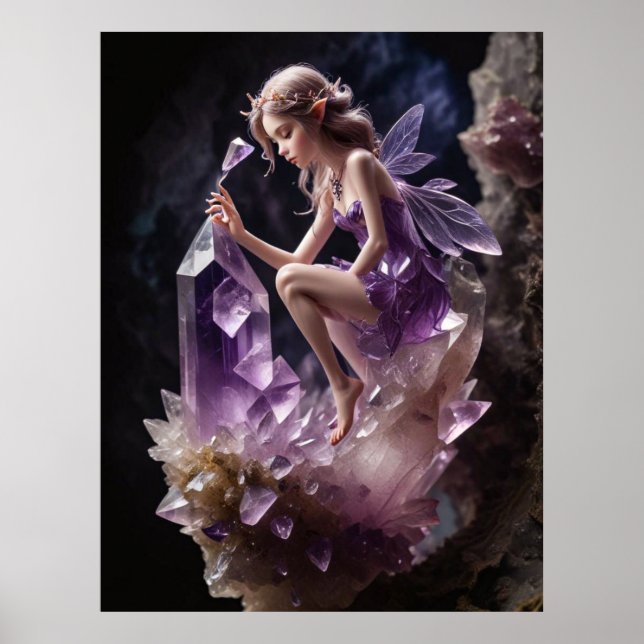 Crystals Amethyst Fairy Wall Art Poster (Front)