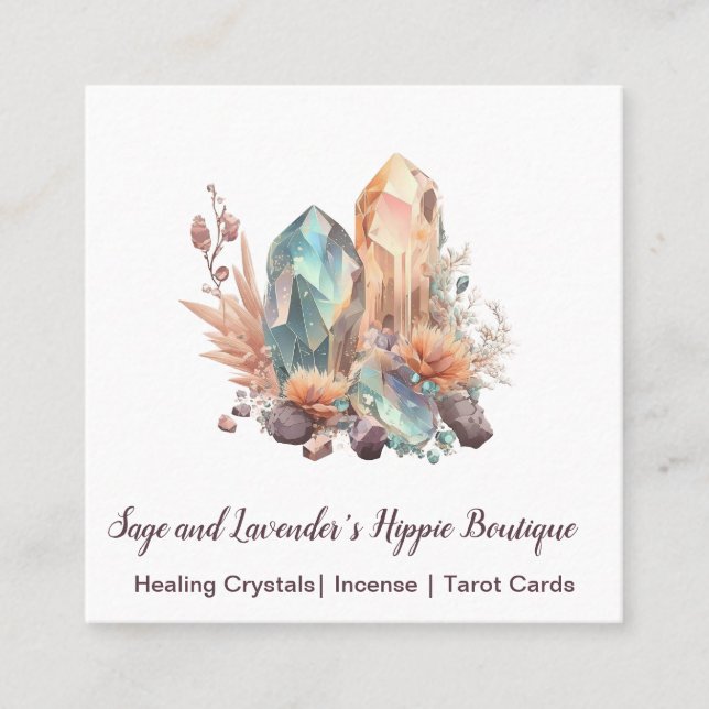 Crystals and Flowers Business Card (Front)