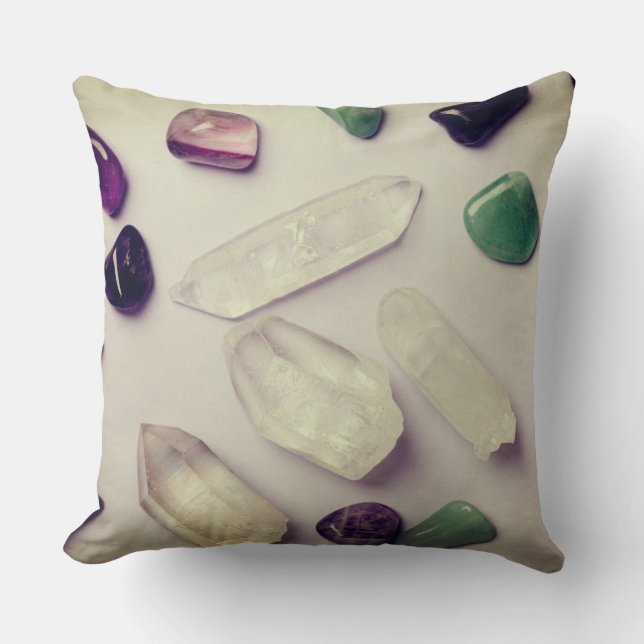 Crystals and Gemstones Energy Throw Pillow (Front)