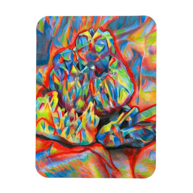 Crystals Coloured Pencil abstract Drawing art  Can Magnet (Vertical)