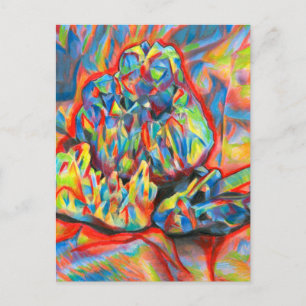 Crystals Coloured Pencil abstract Drawing art  Can Postcard