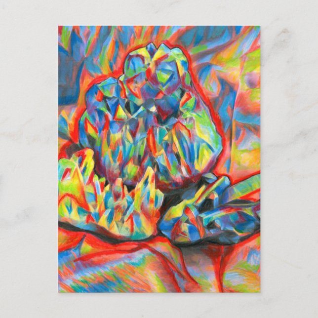 Crystals Coloured Pencil abstract Drawing art  Can Postcard (Front)