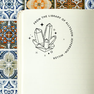 Crystals Elegant Custom Name From The Library Of Rubber Stamp