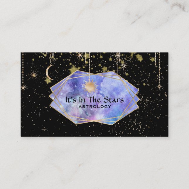 *~* Crystals Moon Cosmos Astrology Stars Business Card (Front)