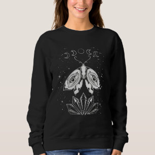 Crystals Moon Phases All Seeing Eye Wicca Moth Ins Sweatshirt