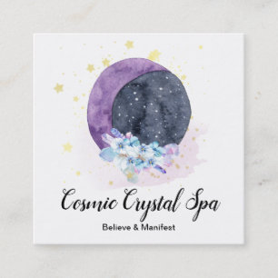 *~* Crystals Moon Sky Cosmos Stars Universe Square Business Card