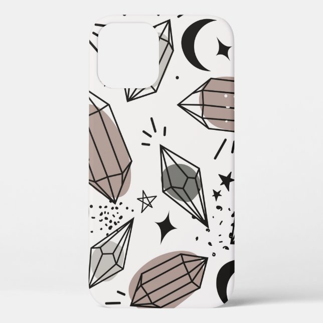 Crystals, moon, stars, hand drawn overlapping back Case-Mate iPhone case (Back)