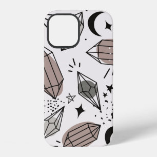 Crystals, moon, stars, hand drawn overlapping back iPhone 12 case