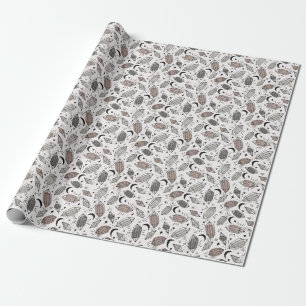 Crystals, Moon, Stars, Overlapping Design. Wrapping Paper