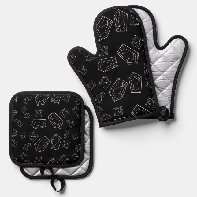Crystals Oven Mitt & Pot Holder Set (Front/Back)