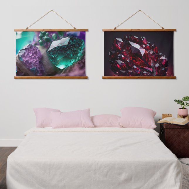 Crystals Ruby Amethyst Gemstones Hanging Tapestry (Bedroom)