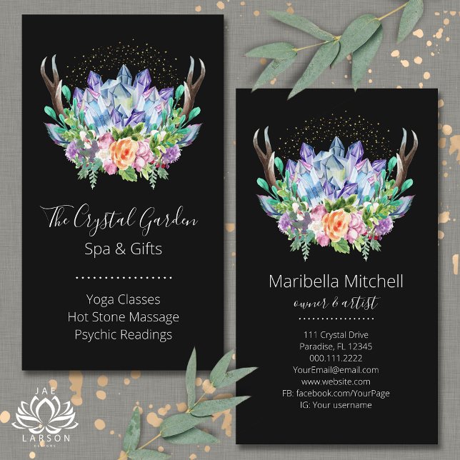 Crystals Yoga Energy Healer Psychic Reiki Spa Business Card (Creator Uploaded)