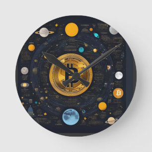 Crytpo - Bitcoin shirt - Moon time AI Round Clock