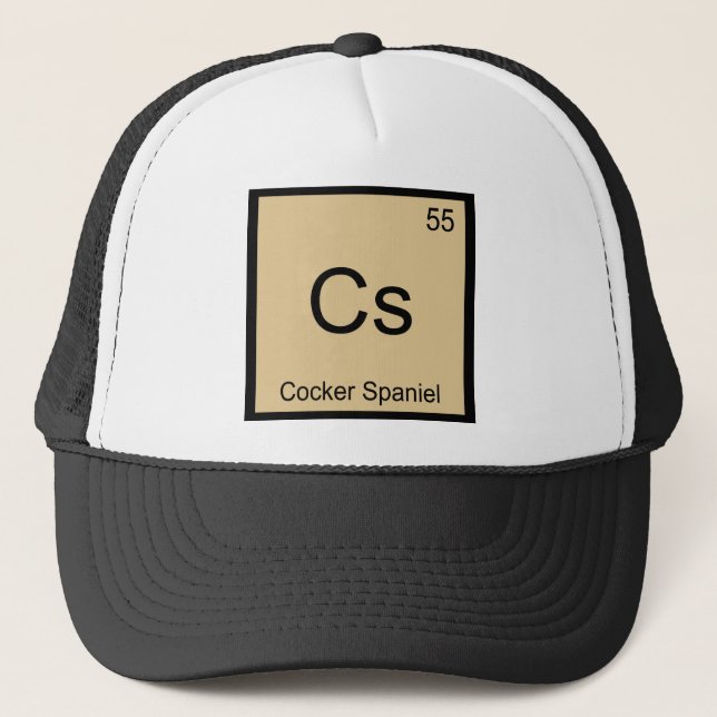 Cs - Cocker Spaniel Chemistry Element Symbol Tee Trucker Hat (Front)