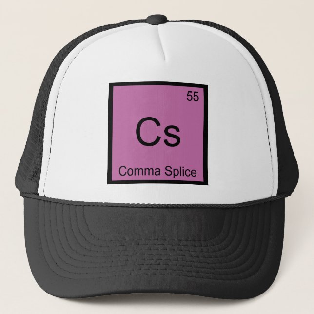 Cs - Comma Splice Chemistry Element Symbol Funny T Trucker Hat (Front)