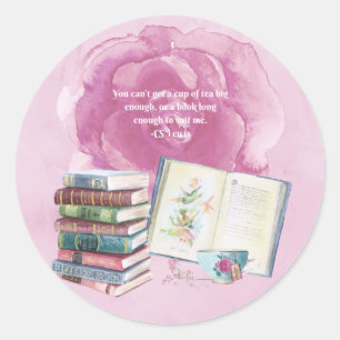 CS Lewis Tea & Book Quote Classic Round Sticker