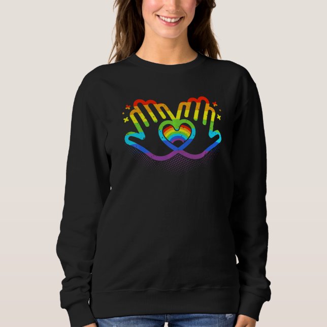 Csd Lgbt Hands Shape Rainbow Heart Pride   Sweatshirt (Front)