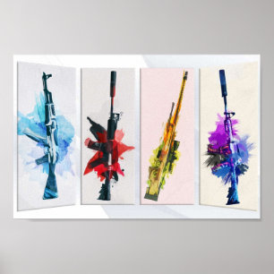 CSGO Watercolor weapons Poster