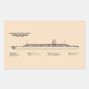 CSS Virginia - Ship Blueprint Plans SD Rectangular Sticker
